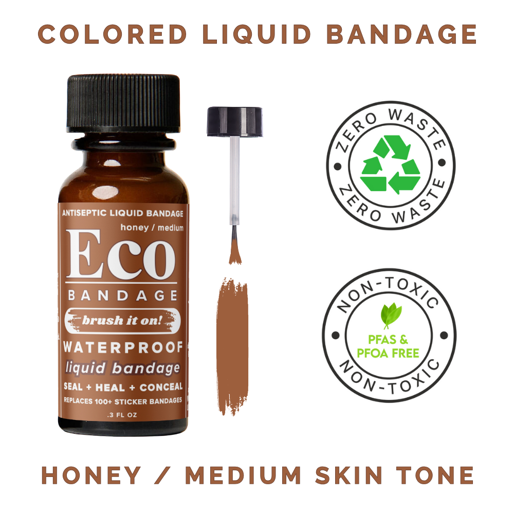 Eco Bandage Waterproof Colored Liquid Bandage, Honey (.3 oz), Seals & Conceals.