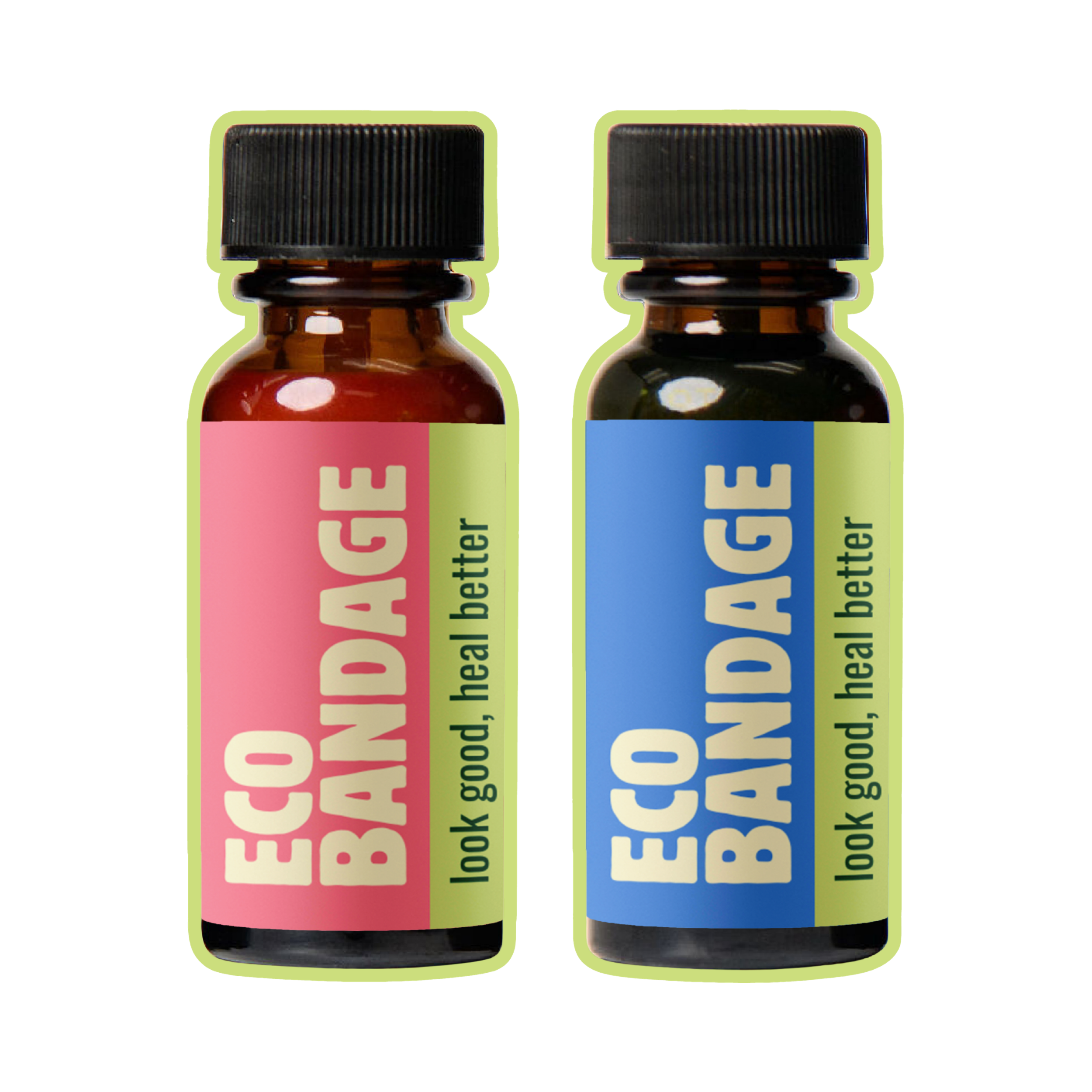 Waterproof Liquid Bandage, (2 Pack) Ocean Blue & Hibiscus Pink (.3 fl oz/each) Latex & Dye Free. Plant Based.