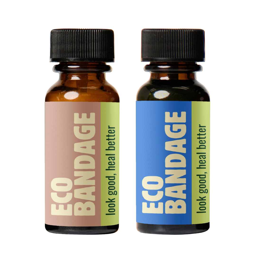 Eco Bandage Colored Liquid Bandage 2 Pack - Sand (Light Tone) & Ocean (Blue) 0.3 Fl. Oz. Each