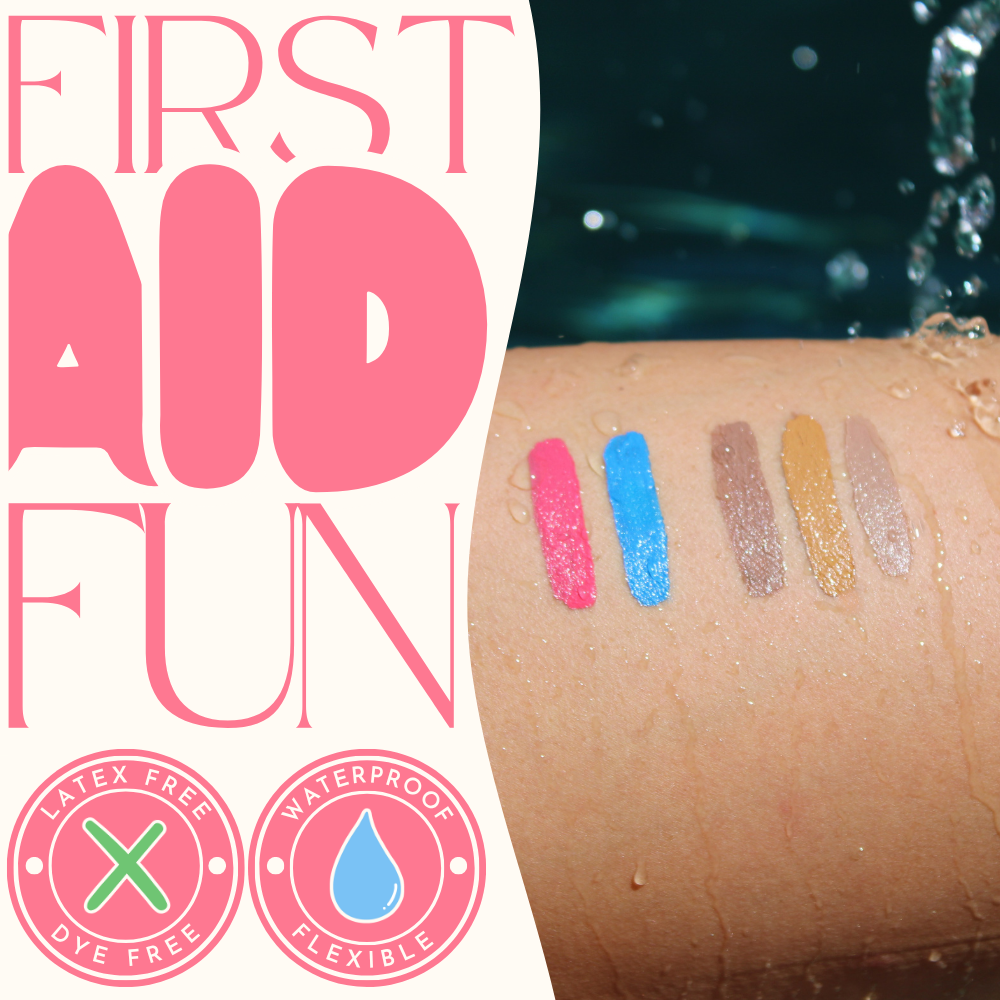 Colored Liquid Bandage, (2 Pack) Ocean Blue & Hibiscus Pink (.3 oz/each) Waterproof