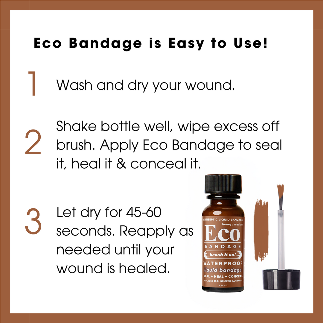 Eco Bandage Waterproof Colored Liquid Bandage, Honey (.3 oz), Seals & Conceals.