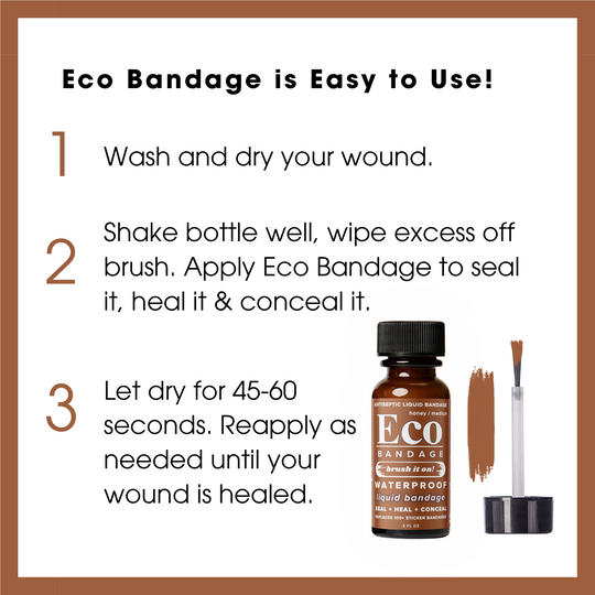 Eco Bandage Waterproof Colored Liquid Bandage, Honey (.3 oz), Seals & Conceals.