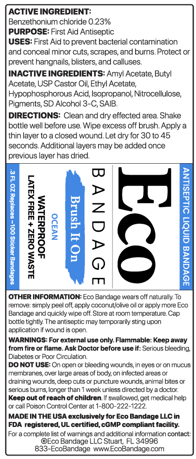 Eco Bandage Waterproof Brush-On Liquid Bandage - Ocean, 0.3 oz