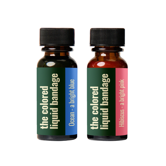 Colored Liquid Bandage, (2 Pack) Ocean Blue & Hibiscus Pink (.3 oz/each) Waterproof